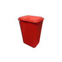 Cesto Telado Rattan Com Tp 72L Para Lavanderia Banheiro Casa