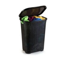 Cesto Telado Rattan Para Roupas Tampa Alça 30 Lts Preto 1263