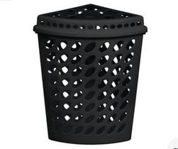Cesto Telado Triangular c/ tampa 43,7L preto - Plasnew Cesto Telado Triangular c/ tampa 43,7L preto - Plasnew