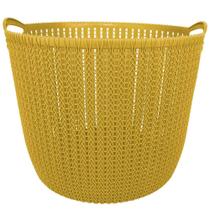 Cesto Trançado Circular Grande Mostarda