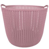 Cesto Trançado Circular Grande Rosa Antigo