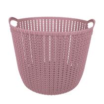 Cesto Trançado Circular M Rosa Antigo Mor