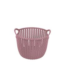Cesto Trançado Circular P Rosa Antigo Mor