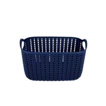 Cesto Trançado Retangular Alto Pequeno Azul Noite Mor Cesto Trançado Retangular Alto Pequeno Azul Noite Mor