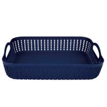 Cesto Trançado Retangular Baixo Grande Azul Noite Cesto Trançado Retangular Baixo Grande Azul Noite