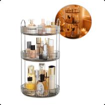 Cesto Triplo Prateleira Multiuso Organizador Maquiagem Cosméticos Bijuteria Transparente Redondo