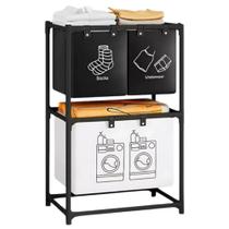 Cesto Triplo Roupas Sujas Divisórias Banheiro Lavanderia Aço