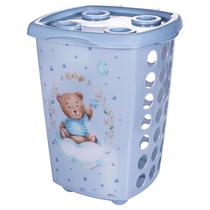 Cesto Urso Azul 38 Litros Organizador Multiuso Roupas Brinquedos Quarto Criança Bebê