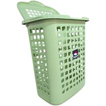 Cesto Verde Claro Telado Tampa 30L Organização Lavanderia Quarto