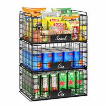 Cestos de arame empilháveis JKSmart XXL para armazenamento de despensa x3 Cestos de arame empilháveis JKSmart XXL para armazenamento de despensa x3