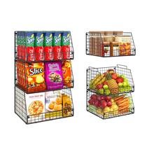 Cestos de arame Jakyitvi XXL empilháveis para cozinha, pacote com 3