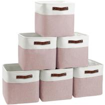 Cestos de armazenamento com acabamento Bo Cube, pacote com 6, 28 x 28 cm (branco/rosa)