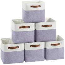 Cestos de armazenamento com acabamento Bo Cube, pacote com 6, 28 x 28 cm (branco/roxo)