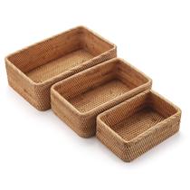 Cestos de armazenamento de frutas DECRAFTS Natural Rattan, conjunto de 3
