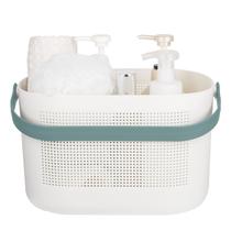 Cestos de armazenamento de plástico UUJOLY com alças para banheiro verdes Cestos de armazenamento de plástico UUJOLY com alças para banheiro verdes