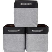 Cestos de armazenamento DECOMOMO Large 54,5 L em tecido cinza/preto, pacote com 3