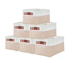 Cestos de armazenamento DECOMOMO Small, pacote com 6, bege e branco