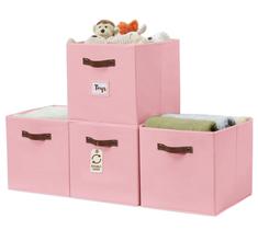 Cestos de armazenamento DECOMOMO Storage Cube Bins 38x33x33cm rosa 4 unidades