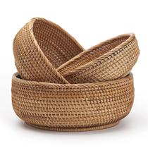 Cestos de armazenamento DECRAFTS Round Rattan Fruit, conjunto de 3