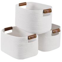 Cestos de armazenamento ECDYQXVU, corda de algodão, pacote com 3, 38x25x23cm, brancos