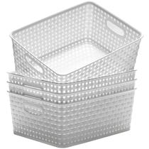 Cestos de armazenamento Eslite Plastic, pacote com 4, 29x23x12cm (brancos)