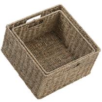 Cestos de armazenamento HOONEX Wicker Seagrass, conjunto de 2 naturais Cestos de armazenamento HOONEX Wicker Seagrass, conjunto de 2 naturais