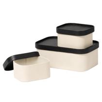 Cestos de armazenamento LA JOLIE MUSE de papelão canelado com tampas em couro Cestos de armazenamento LA JOLIE MUSE de papelão canelado com tampas em couro