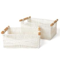Cestos de armazenamento LA JOLIE MUSE Wicker, papel reciclável, corda branca Cestos de armazenamento LA JOLIE MUSE Wicker, papel reciclável, corda branca