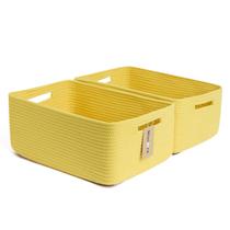 Cestos de armazenamento MiniArk Woven Rope 43x33x19cm, pacote com 2 unidades, amarelo
