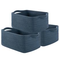 Cestos de armazenamento OIAHOMY Cotton Rope, pacote com 3, 33x23x14 cm, azul