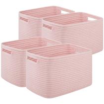 Cestos de armazenamento OIASKET Cotton Rope rosa 32x23x20cm, pacote com 4 Cestos de armazenamento OIASKET Cotton Rope rosa 32x23x20cm, pacote com 4