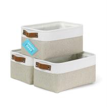 Cestos de armazenamento OrganiHaus Small, pacote com 3 cestos de tecido bege/branco Cestos de armazenamento OrganiHaus Small, pacote com 3 cestos de tecido bege/branco