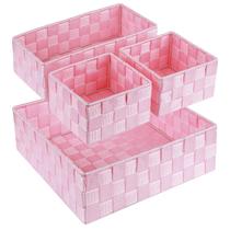 Cestos de armazenamento Posprica Woven para organizar o conjunto de 4 cor-de-rosa Cestos de armazenamento Posprica Woven para organizar o conjunto de 4 cor-de-rosa