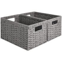 Cestos de armazenamento StorageWorks Round Paper Rope Grey, pacote com 2 unidades