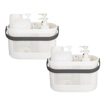 Cestos de armazenamento UUJOLY de plástico com alças, banheiro e cozinha, pacote com 2 unidades Cestos de armazenamento UUJOLY de plástico com alças, banheiro e cozinha, pacote com 2 unidades