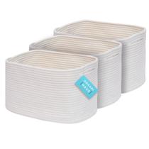 Cestos de prateleira OrganiHaus, conjunto de 3 cordas de algodão branco Cestos de prateleira OrganiHaus, conjunto de 3 cordas de algodão branco