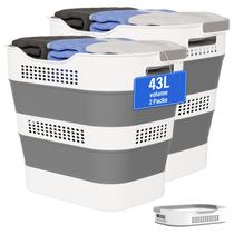 Cestos de roupa dobráveis OOAMBB 43L+43L, plástico, cinza, pacote com 2 unidades Cestos de roupa dobráveis OOAMBB 43L+43L, plástico, cinza, pacote com 2 unidades