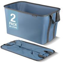 Cestos de Roupa Suja Dobráveis CleverMade - 60 Litros - Pacote com 2 Unidades (Cinza)