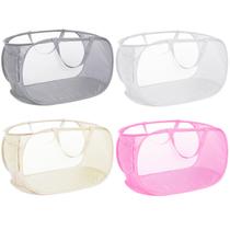 Cestos de roupa suja, pacote com 4, dobráveis com bolso Bemkoo