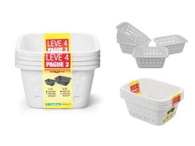 Cestos Médio Organizadores 1,4l P Leve 4 Pague 3 Branco Cestos Médio Organizadores 1,4l P Leve 4 Pague 3 Branco