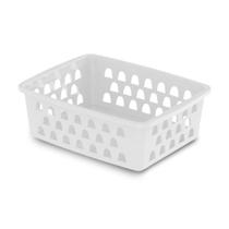 Cestos Multiuso Organizador Médio 20x15x6,5cm Plástico Branco Preto Rosa Transparente