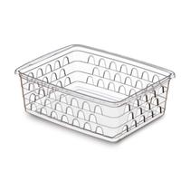 Cestos Multiuso Organizador Médio 20x15x6,5cm Plástico Branco Preto Rosa Transparente