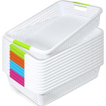Cestos Organizadores BeapTcely Kit com 12 Unidades 38x25x8 cm Branco Cestos Organizadores BeapTcely Kit com 12 Unidades 38x25x8 cm Branco