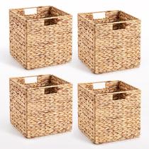 Cestos Organizadores JYXIN 27x27 cm Dobráveis de Aguapé Natural - Kit com 4 Cestos Organizadores JYXIN 27x27 cm Dobráveis de Aguapé Natural - Kit com 4