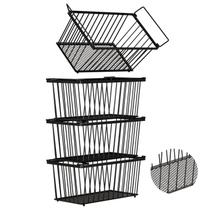 Cestos Organizadores para Freezer ANJUBAN 4 Unidades em Tela Metálica 37 x 18 x 17 cm
