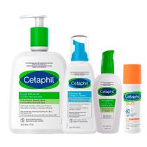 Cetaphil Kit Rotina Loção Facial + Protetor Solar + Espuma de Limpeza + Hidratante