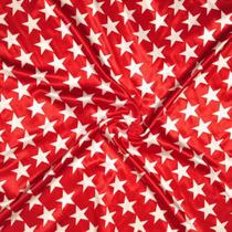 Cetim Estampado Vermelho Estrelas 1,40x1,00m Fantasias (por metro)