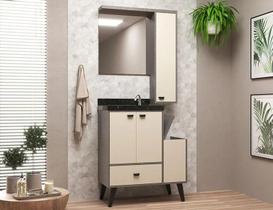 Cewal Conj 850 80cm Basalto/offwhite Cuba Granito - Moveis