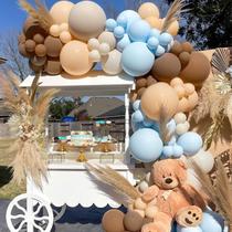 Chá de bebê Balloon Garland Teddy Bear azul marrom 147 unidades