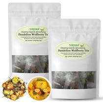 Chá de dente-de-leão chá para a saúde dos rins e do fígado, mistura natural de sete ingredientes à base de ervas, saquinhos de chá de wolfberry chineses de dente-de-leão orgânicos 120 g/12 unidades (2 sacos (24 unidades))